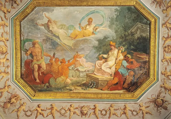Framed Print : Mythological scene, by Giani Felice, 18th Century, 1790 -1799 about, fresco (tempera on wall) salt decorated, - Italy, Umbria, Perugia. All Framed Print : Mythological scene, by Giani Felice, 18th Century, 1790 -1799 about, fresco (tempera on wall) salt decorated, - Italy, Umbria, Perugia. All