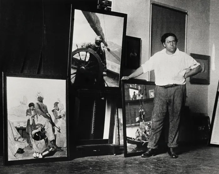 Framed Print : N. C. Wyeth in his studio, ca. 1930, by an unknown photographer. He was the father of Andrew Wyeth. Image has fine art copyright Framed Print : N. C. Wyeth in his studio, ca. 1930, by an unknown photographer. He was the father of Andrew Wyeth. Image has fine art copyright