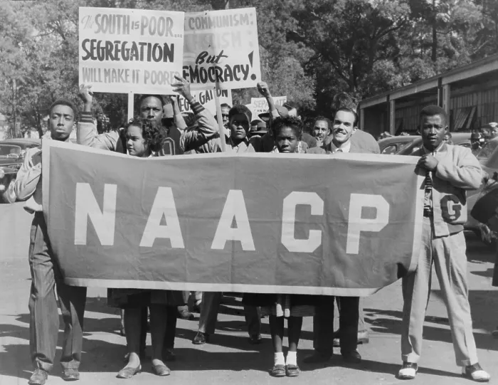 Framed Print : NAACP banner is held by protesters in a 1947 demonstration against segregated education in Houston, Texas Framed Print : NAACP banner is held by protesters in a 1947 demonstration against segregated education in Houston, Texas