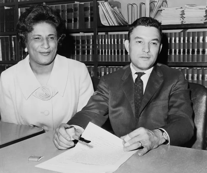 Framed Print : NAACP lawyers Jack Greenberg (b.1924) and Constance Baker Motley (1921-2005). Greenberg was the first and only White Chief Consul of the NAACP