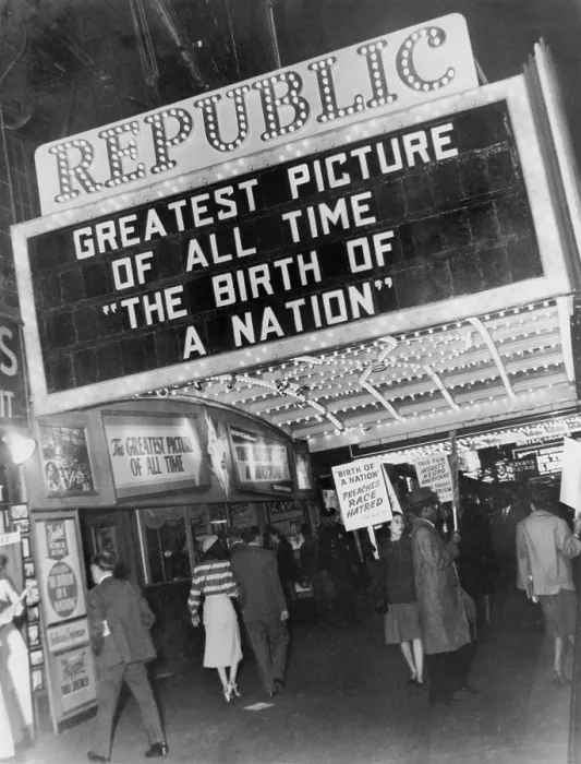 Framed Print : NAACP members picketing outside the Republic Theatre, New York City, in 1947 to protest the screening of the old silent movie, BIRTH OF A NATION, 1915 Framed Print : NAACP members picketing outside the Republic Theatre, New York City, in 1947 to protest the screening of the old silent movie, BIRTH OF A NATION, 1915
