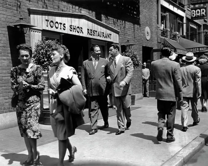 Framed Print : THE NAKED CITY, Toots Shor, Joe DiMaggio, on location in New York, 1948