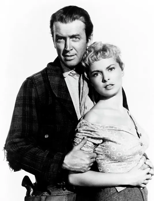 Framed Print : THE NAKED SPUR, James Stewart, Janet Leigh, 1953