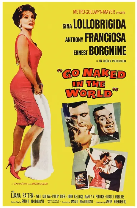 Framed Print : GO NAKED IN THE WORLD, US poster, Gina Lollobrigida (left) center from left: Gina Lollobrigida, Anthony Francioisa, Ernest Borgnine, 1961