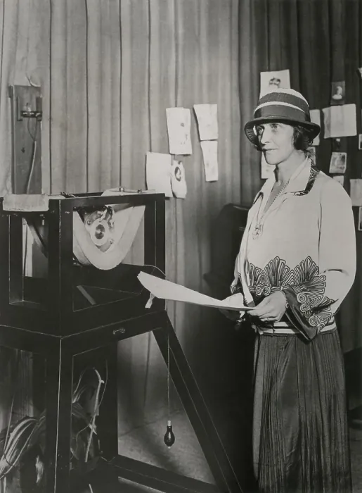 Framed Print : Nancy Astor, American born member of British Parliament, speaking into an early microphone, 1920s