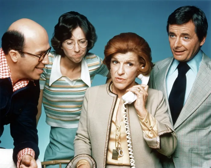 Framed Print : THE NANCY WALKER SHOW, (from left): Ken Olfson, Beverly Archer, Nancy Walker, William Daniels, (Season 1), 1976