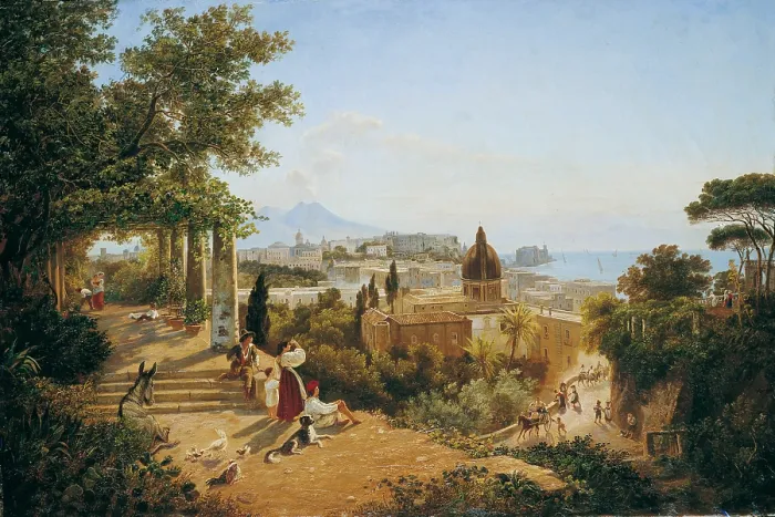 Framed Print : Naples seen from the Slopes of the Vomero (Napoli dalle pendici del Vomero), by Carl Wilhelm Goetzloff, 19th Century, oil on canvas - Whole artwork view Framed Print : Naples seen from the Slopes of the Vomero (Napoli dalle pendici del Vomero), by Carl Wilhelm Goetzloff, 19th Century, oil on canvas - Whole artwork view