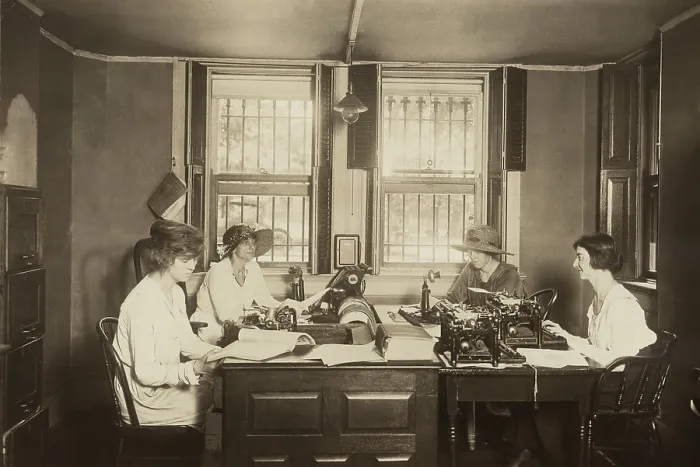 Framed Print : National Women's Party Press Room at their Washington. D.C. headquarters. Lead by Alice Paul, the NWP conducted increasingly militant protests demanding votes for women. Ca