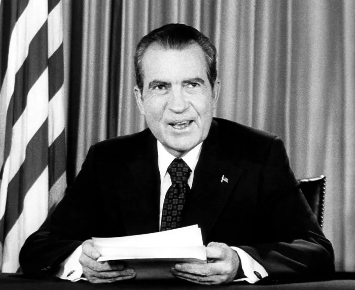 Framed Print : In a nationally televised address, U.S. President Richard Nixon declares his innocence in the Watergate scandal, Washington D.C. August 15, 1973 Framed Print : In a nationally televised address, U.S. President Richard Nixon declares his innocence in the Watergate scandal, Washington D.C. August 15, 1973
