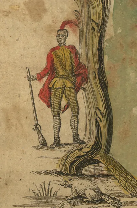 Framed Print : A Native American of New Hampshire, probably an Abenaki warrior, taken from Jerffrys Atlas, 1784
