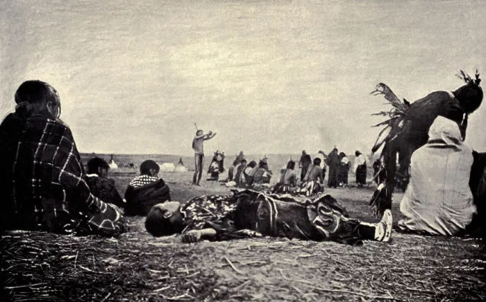 Framed Print : A Native American woman Ghost Dancer unconscious after hours of emotional ritual, c. 1890 Framed Print : A Native American woman Ghost Dancer unconscious after hours of emotional ritual, c. 1890