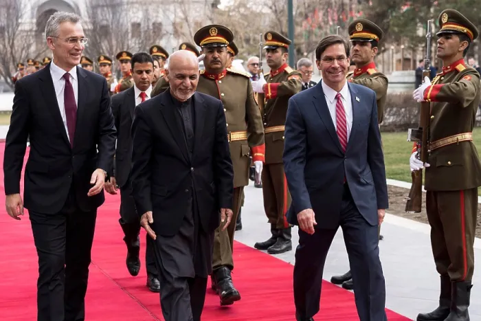Framed Print : NATO Secretary General Jens Stoltenberg, Afghan President Ashraf Ghani, and US Defense Secretary Mark Esper in Kabul, Afghanistan, Feb. 29, 2020 Framed Print : NATO Secretary General Jens Stoltenberg, Afghan President Ashraf Ghani, and US Defense Secretary Mark Esper in Kabul, Afghanistan, Feb. 29, 2020