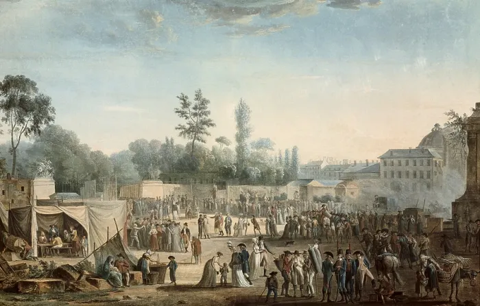 Framed Print : NAUDET, Thomas Charles (1778-1810). View of the Tuileries from Place de La Revolution. 1799. Fresco. FRANCE. Paris. Musee Carnavalet (Carnavalet Museum)