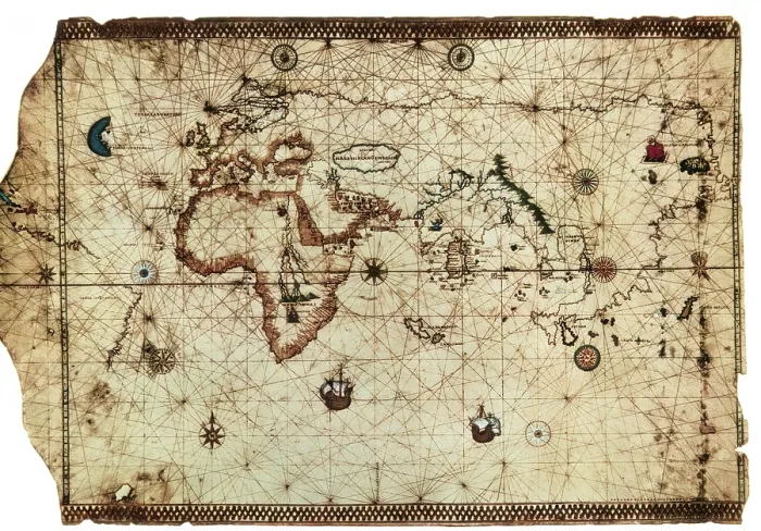 Framed Print : Nautical chart known as Planisphere of King-Hamy. 1502-1504. Attributed to Amerigo Vespucci. Parchment. Early Modern Era. Painting; Miniature Painting. UNITED STATES OF AMERICA