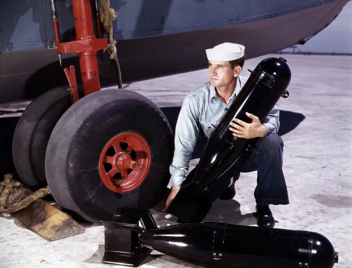 Framed Print : US Navy, loading bombs at the Naval Air Base, Corpus Christi, Texas 1942