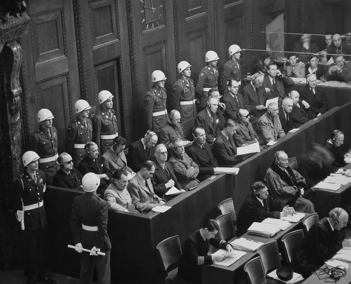 Framed Print : Former Nazi Germany's military and political leaders on trial at Nuremberg. They were prosecuted for waging aggressive war and crimes against humanity. Nov. 1945-Oct. 1946
