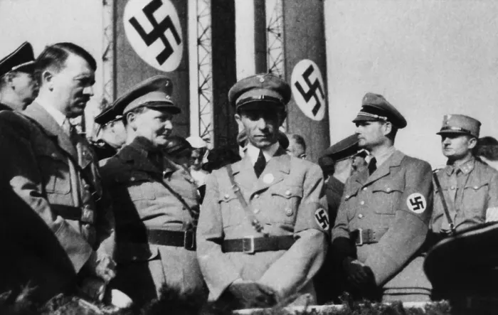 Framed Print : Top Nazi leaders at Nazi Party Rally in the 1930s. L-R: Adolf Hitler; Herman Goering, Joseph Goebbels, Rudolf Hess. Ca. 1937-38. (BSLOC_2013_11_18) Framed Print : Top Nazi leaders at Nazi Party Rally in the 1930s. L-R: Adolf Hitler; Herman Goering, Joseph Goebbels, Rudolf Hess. Ca. 1937-38. (BSLOC_2013_11_18)