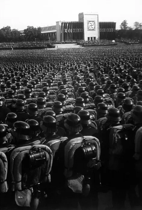 Framed Print : Nazi Party rally in Nuremberg, November 9, 1935. Overview of the mass roll call of SA, SS, and NSKK troops