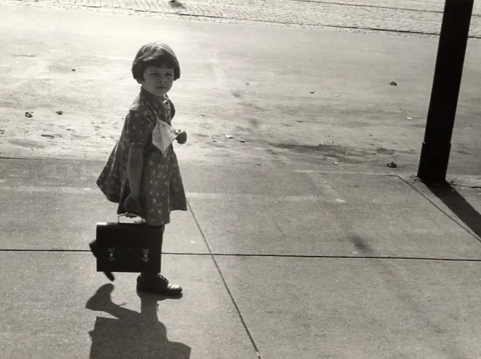 Framed Print : Nebraska, girl carrying her father's lunch pail, photograph by John Vachon, South Omaha, November, 1938