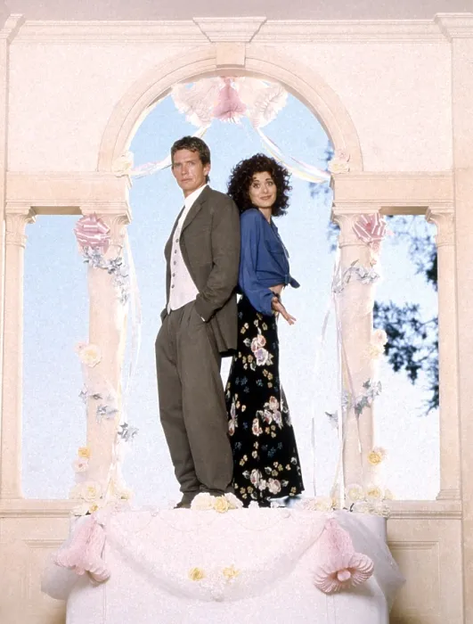 Framed Print : NED AND STACEY, from left, Thomas Haden Church, Debra Messing, 1995-97