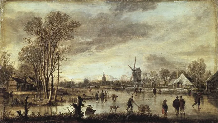 Framed Print : NeerAert van der (1603-1677). River in Winter. 1645. Dutch school. Oil on wood. RUSSIA. Saint Petersburg. State Hermitage Museum. AISA / Everett Collection (4461)**US SALES ONLY**