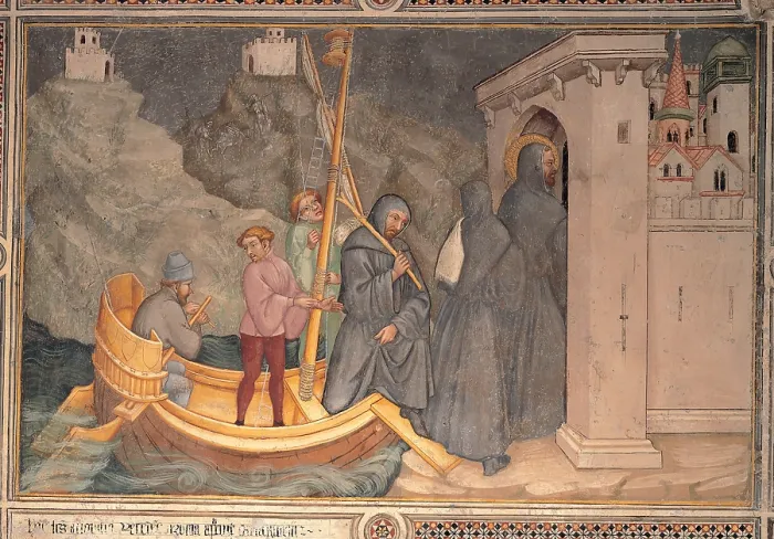 Framed Print : Nelli Ottaviano, Stories of St Augustine, 1422, 15th Century, fresco, Italy, Umbria, Gubbio, Perugia, San Secondo church Framed Print : Nelli Ottaviano, Stories of St Augustine, 1422, 15th Century, fresco, Italy, Umbria, Gubbio, Perugia, San Secondo church