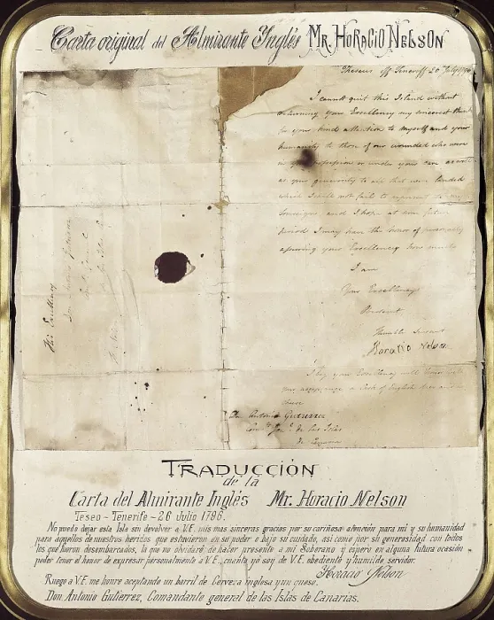 Framed Print : Nelson, Horatio Nelson, Viscount (1758-1805). Hand-written letter of Nelson to Antonio Gutirrez, general commander of the Canary Islands (1796). SPAIN. Madrid. Army Museum