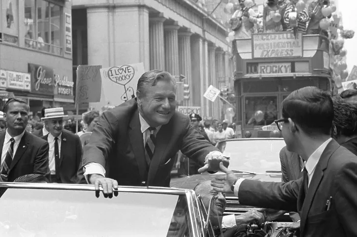 Framed Print : Nelson Rockefeller campaigning on Wall Street, New York City, July 11, 1968. He was seeking the Republican presidential nomination in 1968. (BSLOC_2015_17_234) Framed Print : Nelson Rockefeller campaigning on Wall Street, New York City, July 11, 1968. He was seeking the Republican presidential nomination in 1968. (BSLOC_2015_17_234)