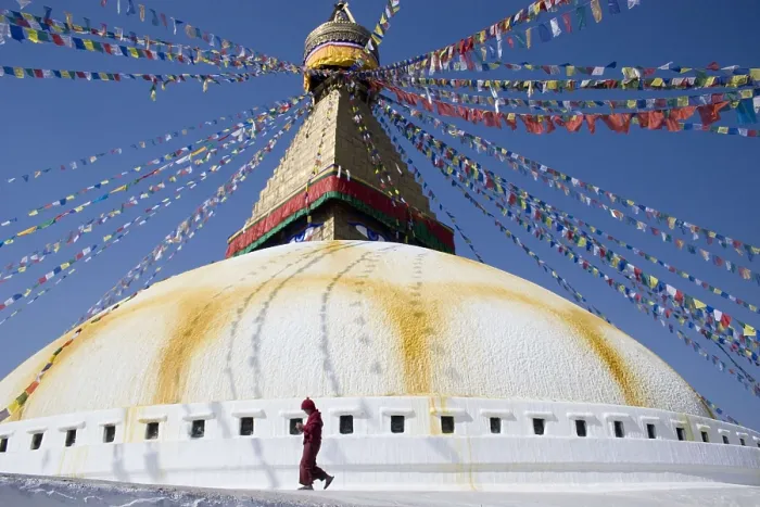 Framed Print : NEPAL. Kathmandu. Bodnath Stupa. Boudhantah Stupa, the largest burial mound in Nepal, where some Buddha's relics are located. AISA / Everett Collection**US SALES ONLY**