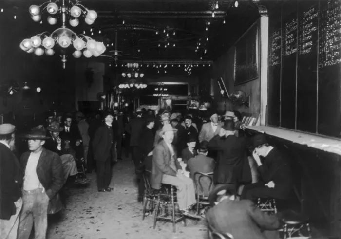 Framed Print : Nevada, open gambling in Reno, men beneath large blackboard with race results, photograph by L. Levitch, October 8, 1910 Framed Print : Nevada, open gambling in Reno, men beneath large blackboard with race results, photograph by L. Levitch, October 8, 1910