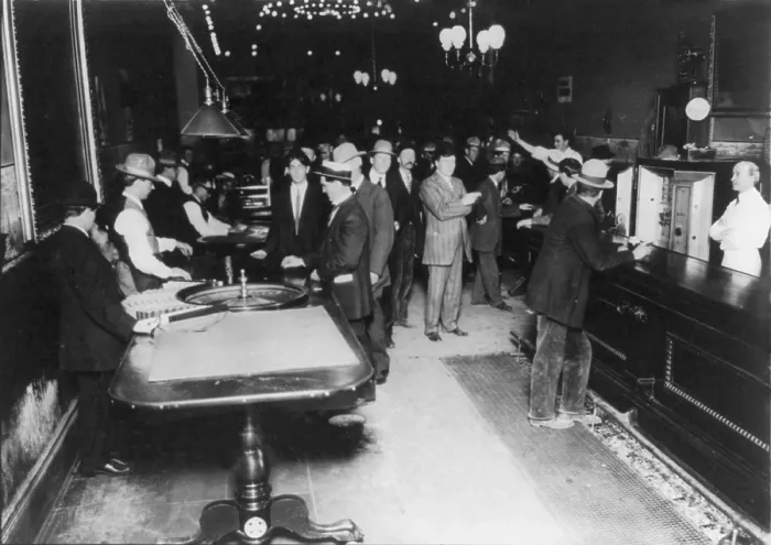 Framed Print : Nevada, open gambling in Reno, roulette wheel at left, bar at right, photograph by L. Levitch, October 8, 1910 Framed Print : Nevada, open gambling in Reno, roulette wheel at left, bar at right, photograph by L. Levitch, October 8, 1910