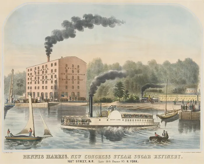 Framed Print : New Congress Steam Sugar Refinery, in New York City. The company was listed in a NYC directory as early as 1833 (BSLOC_2019_7_144)