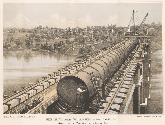 Framed Print : New Croton Aqueduct was built over the High Bridge between the Bronx and Yonkers in 1862. It was needed to meet the increased water needs of New York City and operated until 1917