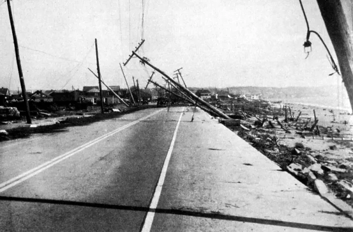 Framed Print : The New England Hurricane. Island Park was destroyed by a breaker with a reported height of 30 to 40 feet