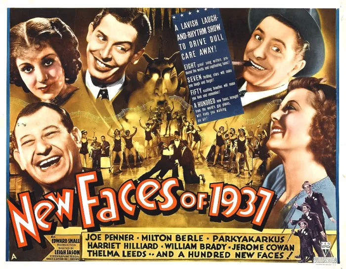 Framed Print : NEW FACES OF 1937, from bottom left: Harry Einstein (aka Harry Parke aka Parkyakarkus), Harriet Hilliard, Milton Berle, Joe Penner, Thelma Leeds, 1937