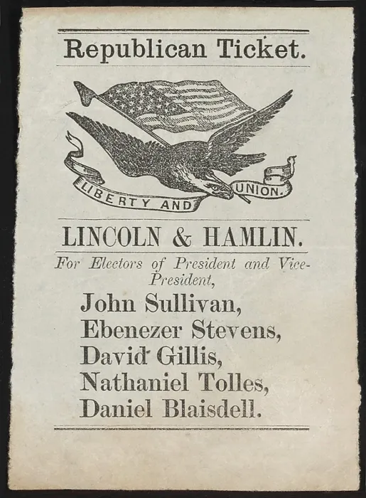 Framed Print : New Hampshire Campaign ticket listing the Republican Party presidential electors for 1860 (BSLOC_2018_6_5)