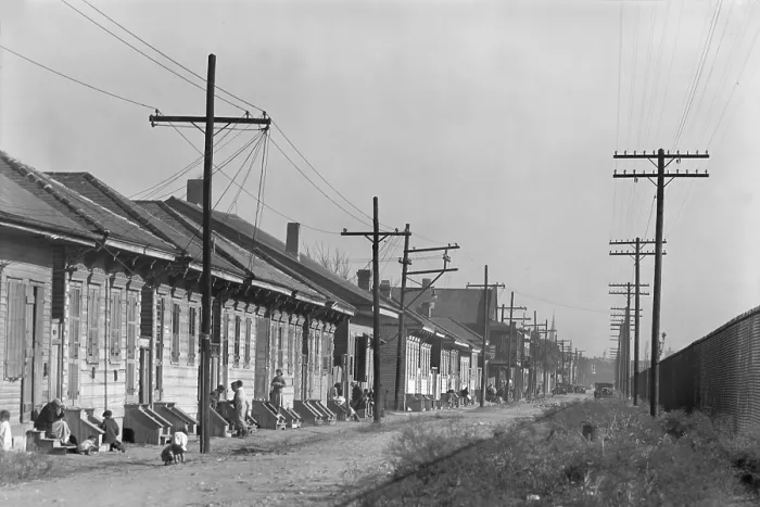 Framed Print : New Orleans, African American street, original title: Negro Street, Louisiana, photograph by Walker Evans, December, 1935
