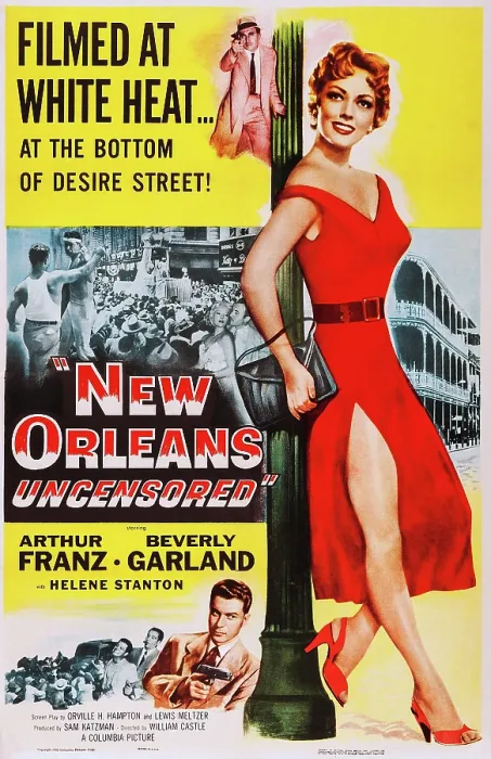 Framed Print : NEW ORLEANS UNCENSORED, US poster, top from left: Michael Ansara, Helene Stanton, bottom from left: Stacy Harris, Mike Mazurki, Arthur Franz, 1955 Framed Print : NEW ORLEANS UNCENSORED, US poster, top from left: Michael Ansara, Helene Stanton, bottom from left: Stacy Harris, Mike Mazurki, Arthur Franz, 1955