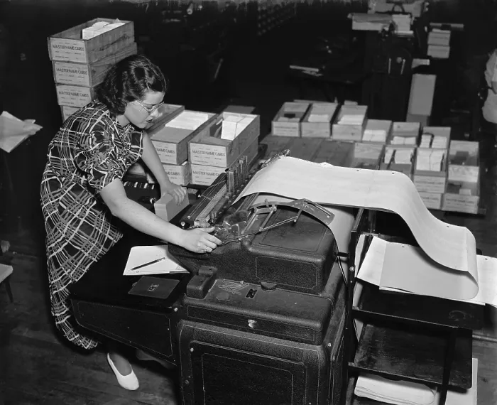 Framed Print : The new Social Security Administration was challenged with handling an unprecedented amount of information to track citizens wage records and taxes paid
