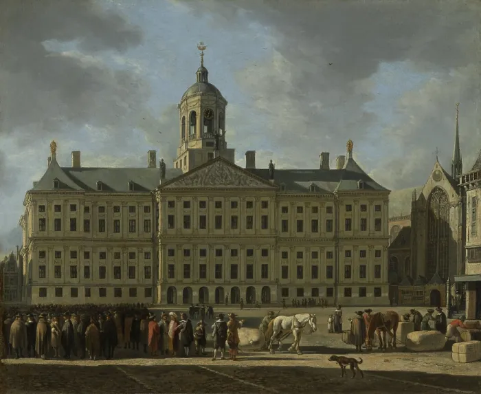 Framed Print : New Town Hall on Dam Square, Amsterdam, by Gerrit Berckheyde, 1672, Dutch painting, oil on canvas
