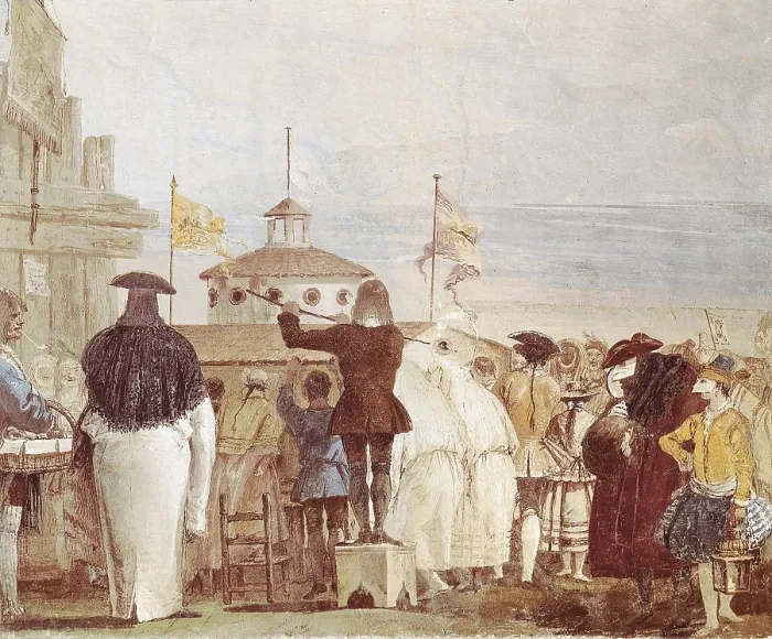 Framed Print : The New World. 1757. ITALY. Vicenza. Villa Valmarana. Stanza del Carnevale. Detail. Rococo. Fresco. AISA / Everett Collection (53458)**US SALES ONLY**
