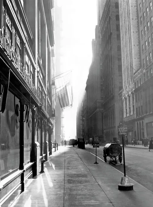 Framed Print : New York City, 40th Street looking east from Fifth Avenue. Mayor William O'Dwyer has ordered all businesses closed in honor of the end of the war. New York, New York