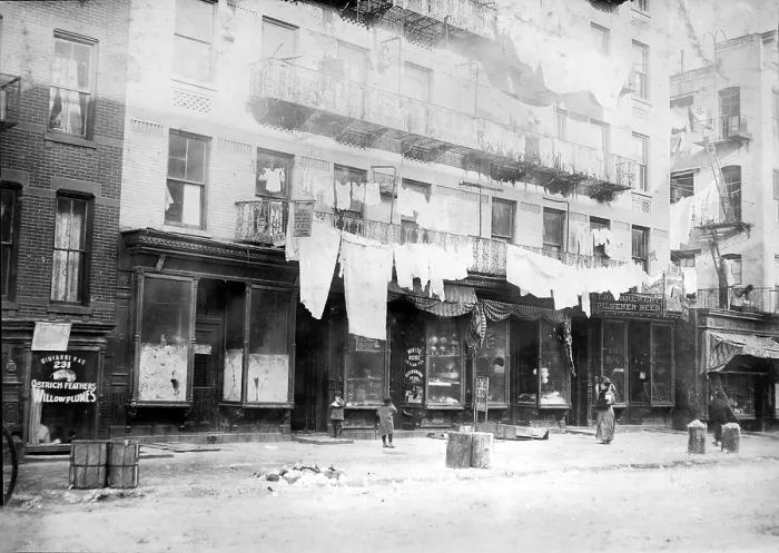 Framed Print : New York City, from caption: 233 E. 107th Street, rent sign states that these are Eleganti Apartmenti