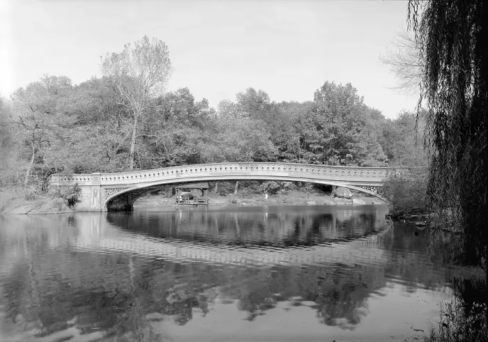 Framed Print : New York City, Central Park's Bow Bridge, view of bridge looking northeast, photograph by Jet Lowe, circa 1980s