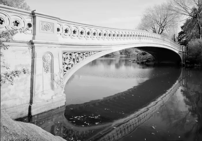 Framed Print : New York City, Central Park's Bow Bridge, view looking southeast of west side of bridge, photograph by Jet Lowe, circa 1980s