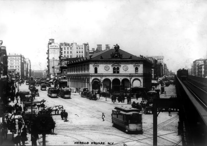 Framed Print : New York City, Herald Square, the New York Herald Building is at center, circa 1890s