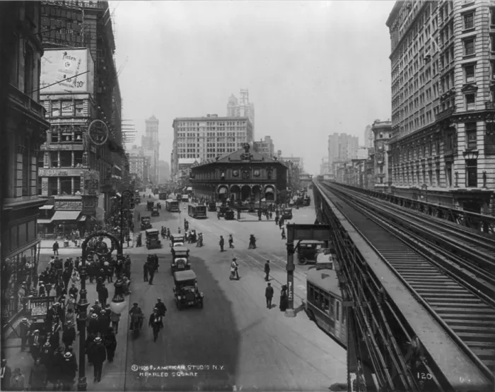 Framed Print : New York City, Herald Square, New York Herald Building is at center, circa 1920 Framed Print : New York City, Herald Square, New York Herald Building is at center, circa 1920
