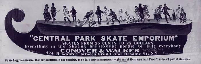 Framed Print : New York City, illustration advertising the Central Park Skate Emporium, circa 1889 Framed Print : New York City, illustration advertising the Central Park Skate Emporium, circa 1889