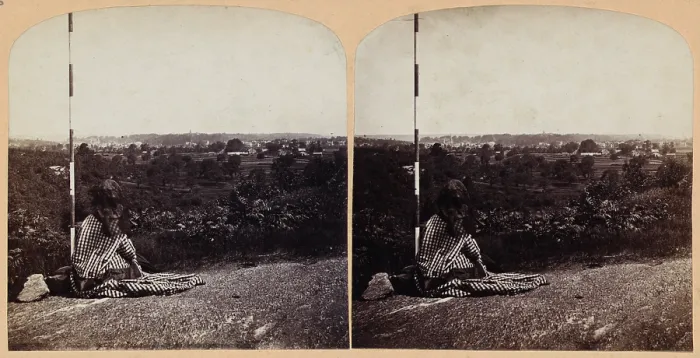 Framed Print : New York City, Manhattanville from Mt. St. Vincent at the north end of Central Park, stereo photograph by Frederick Ferris Thompson, September, 1862
