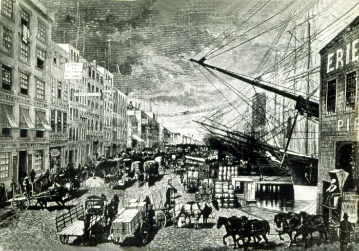 Framed Print : NEW YORK CITY, South Street & the Seaport, circa Al Smith's childhood in the late 1800's.. Courtesy: CSU Archives  /  Everett Collection